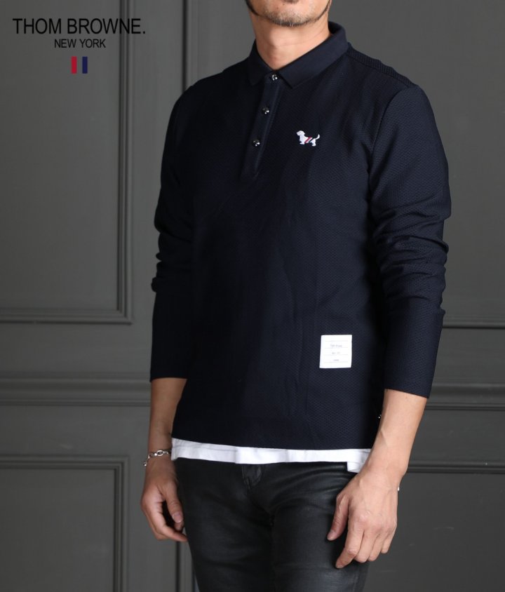톰브라운 강아지 삼선 카라티셔츠 