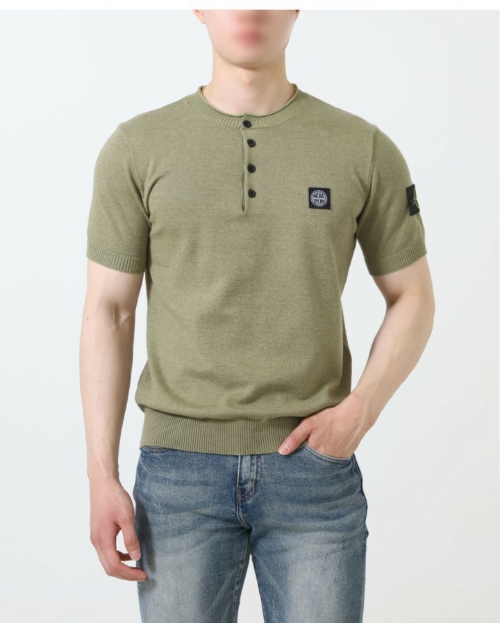 스톤 아일랜드 나침반 패치 라운드 넥 반팔니트  