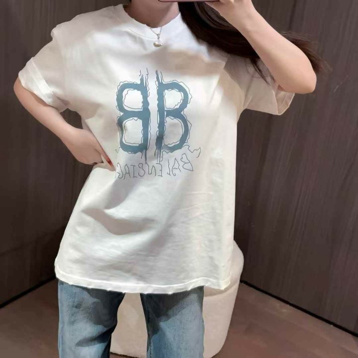발렌시아가 남여공용 멀티 그래피티 로고 코튼 티셔츠  