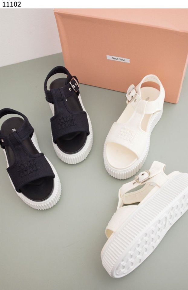 미우미우 Denim flatform sandals    