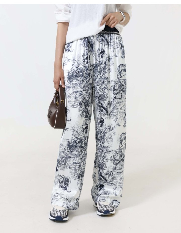 디올 화이트 Toile de Jouy 코튼 보일 팬츠  