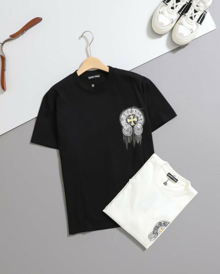 크롬하츠 빈티지 홀스슈 로고 코튼 반팔 티셔츠