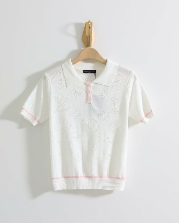 루이비통 모노그램 펀칭 로고 반팔 카라 니트 