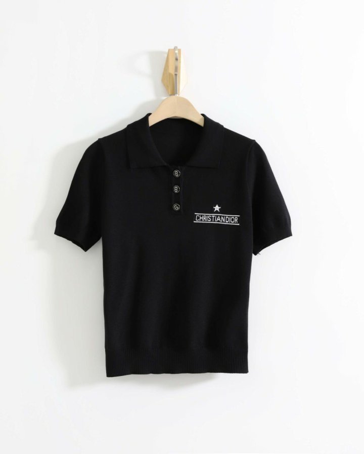 디올 리비에라 반팔 카라 니트