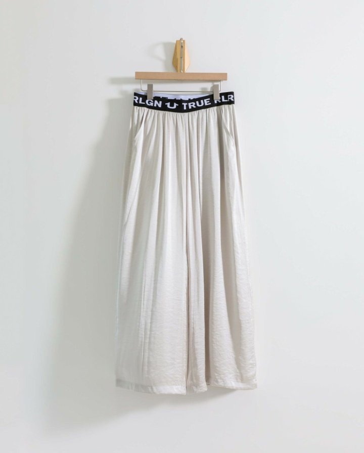 트루릴리젼 정로스 로고 레터링 밴딩 와이드 팬츠