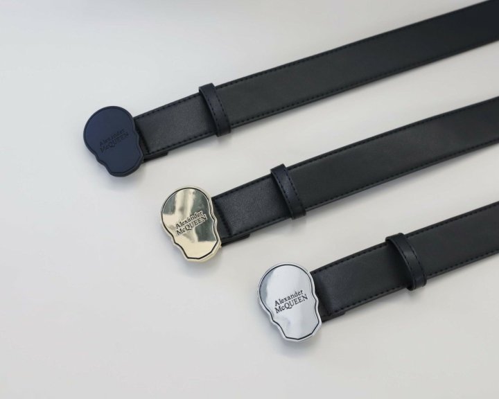 알렉산더 맥퀸 스컬 스틸 버클 레더 벨트