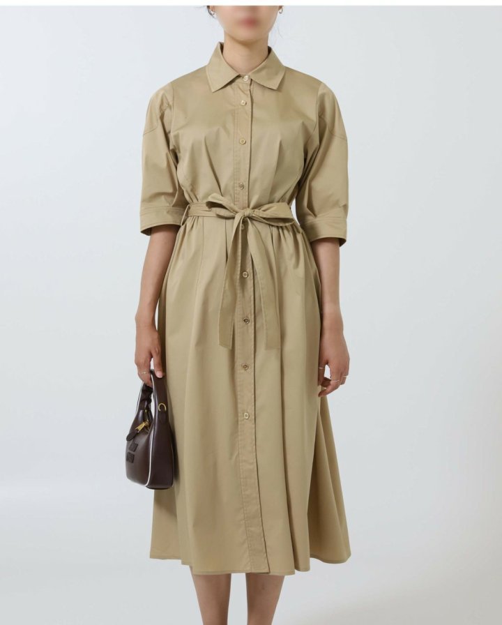 마인 정로스 벨티드 히든 버튼 드레스