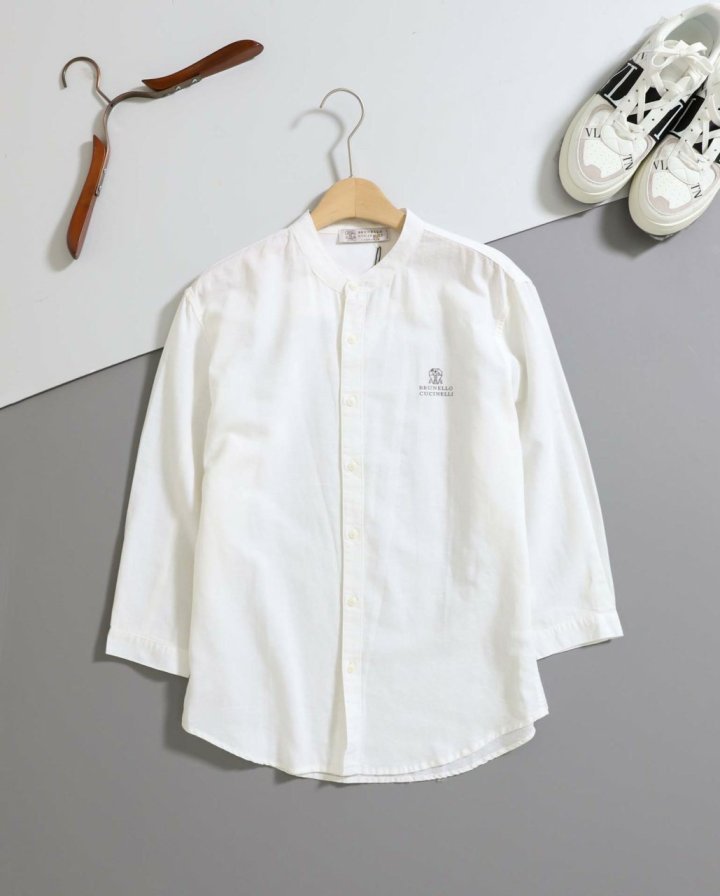 브루넬로 쿠치넬리 스탠드 헨리넥 린넨 셔츠