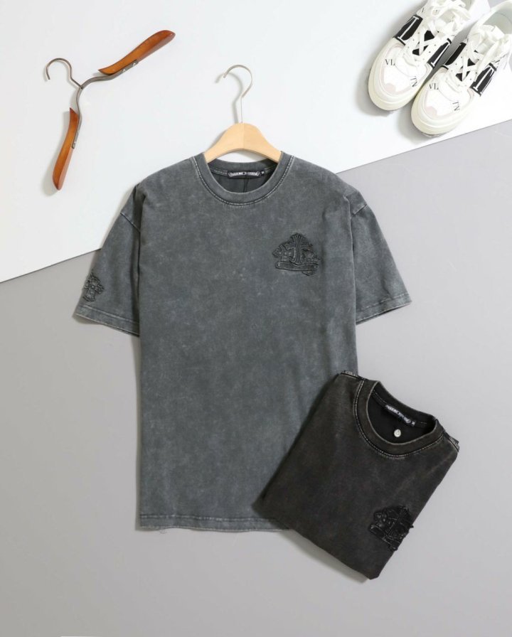 크롬하츠   십자 패치 피그먼트 반팔 티셔츠