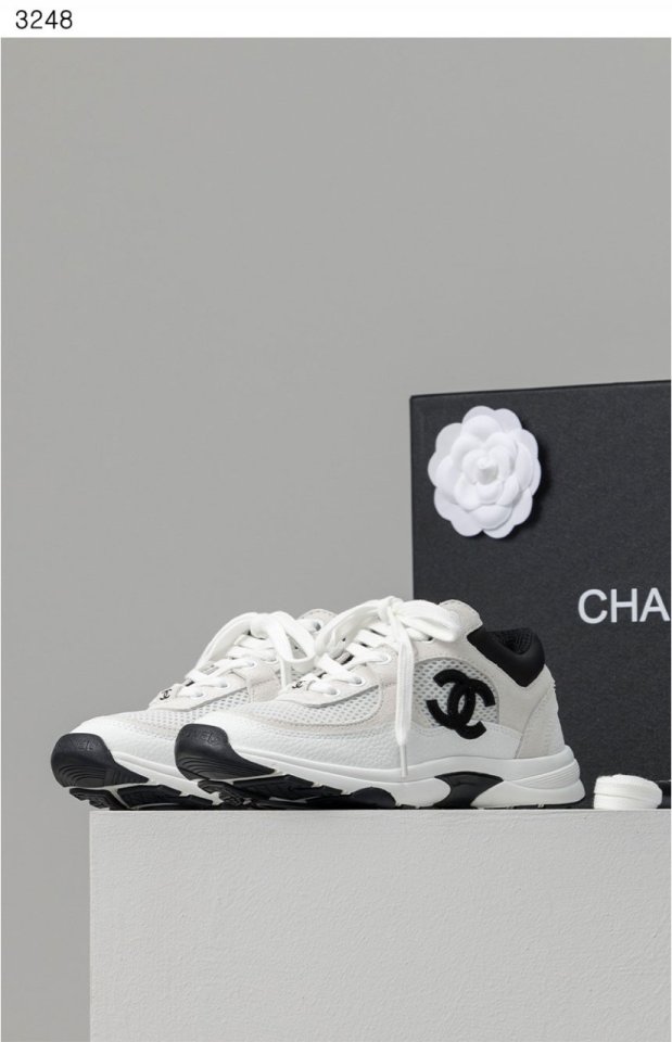 샤넬 여성 메쉬 스웨이드 카프스킨 스니커즈