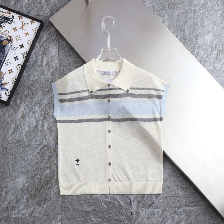 디올  여성 넥포인트 숄더 린넨 가디건