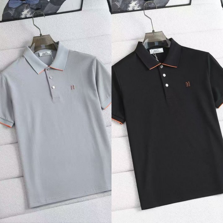 에르메스  H 배색 자수로고 코튼 카라티