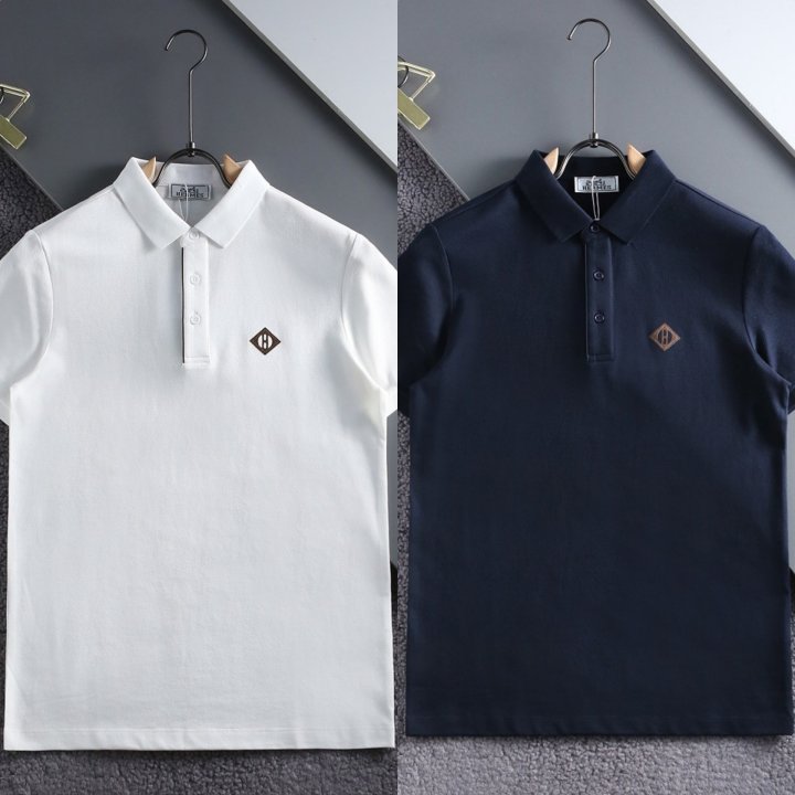 에르메스  H 레더패치로고 코튼 카라티