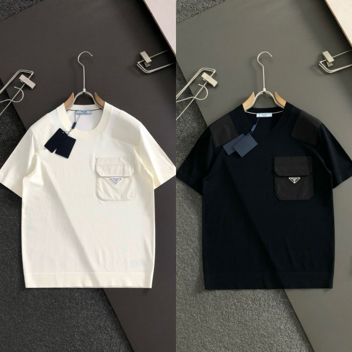 프라다  포켓 삼각로고 라운