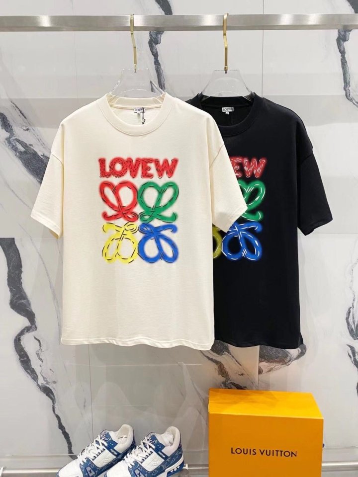 로에베  멀티컬러 레터링로고 코튼 라운드 