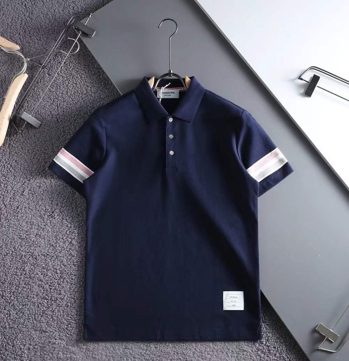 톰브라운  엔지니어드 삼선 텍스처 코튼 카라티