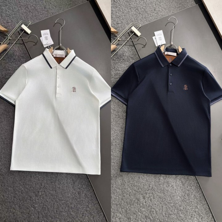 브루넬로 쿠치넬리   시그니처 자수로고 면실크 카라티