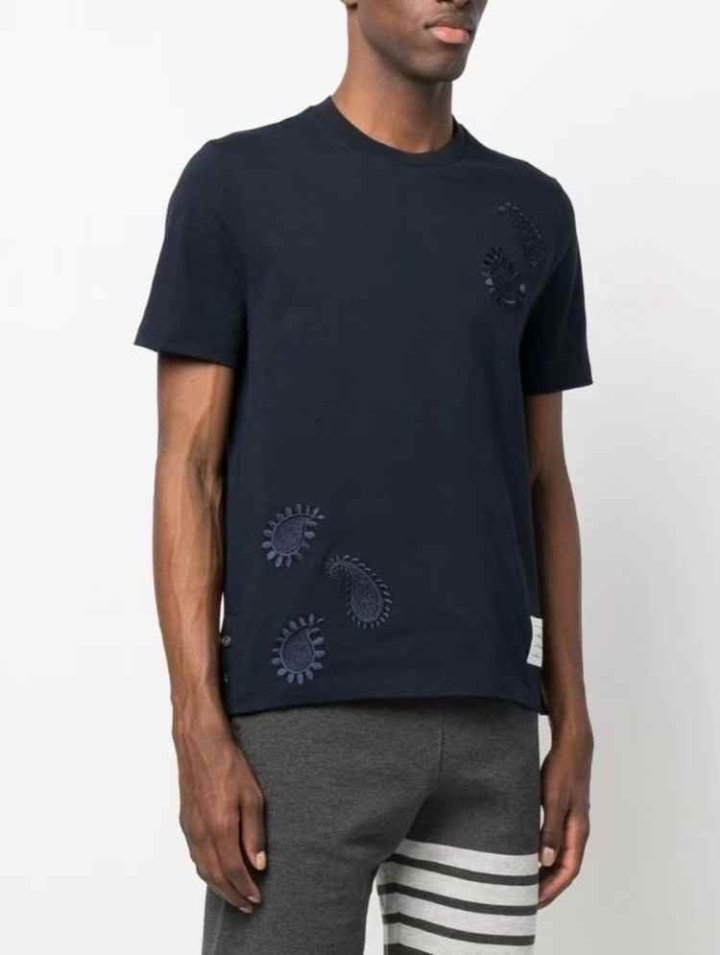 톰브라운  자수로고 실크 라운드