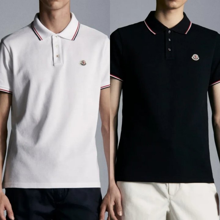 몽클레어  삼선 포인트 로고 면PK 티셔츠