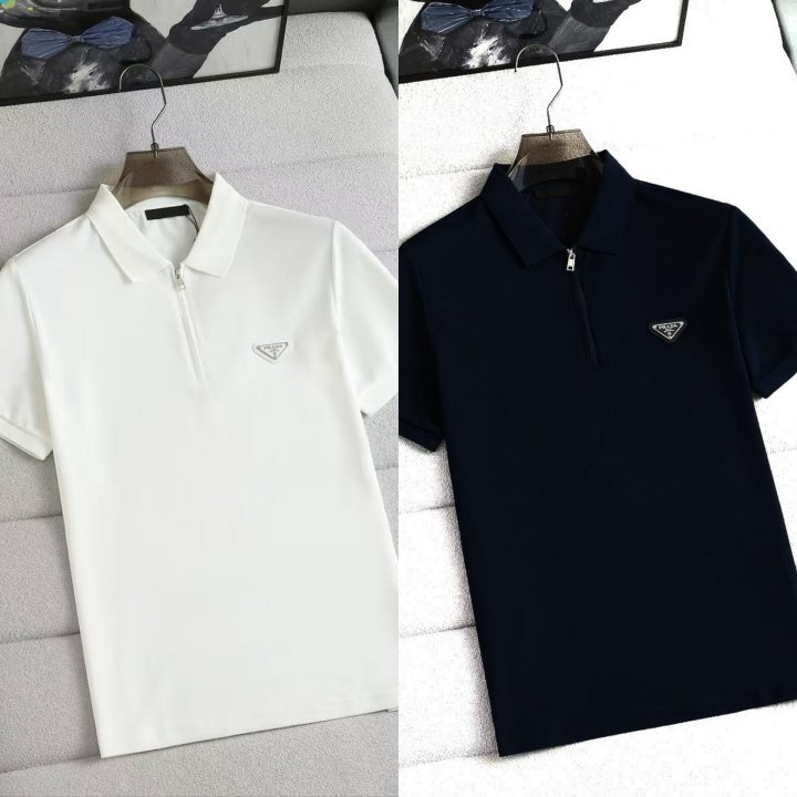 프라다  삼각로고 반집업 카라티셔츠