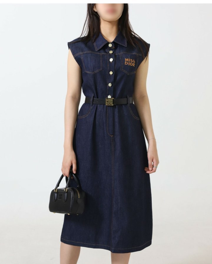 디올  벨트 데님 원피스    
