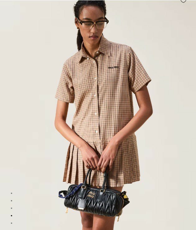 미우미우  플리츠 체크 드레스 