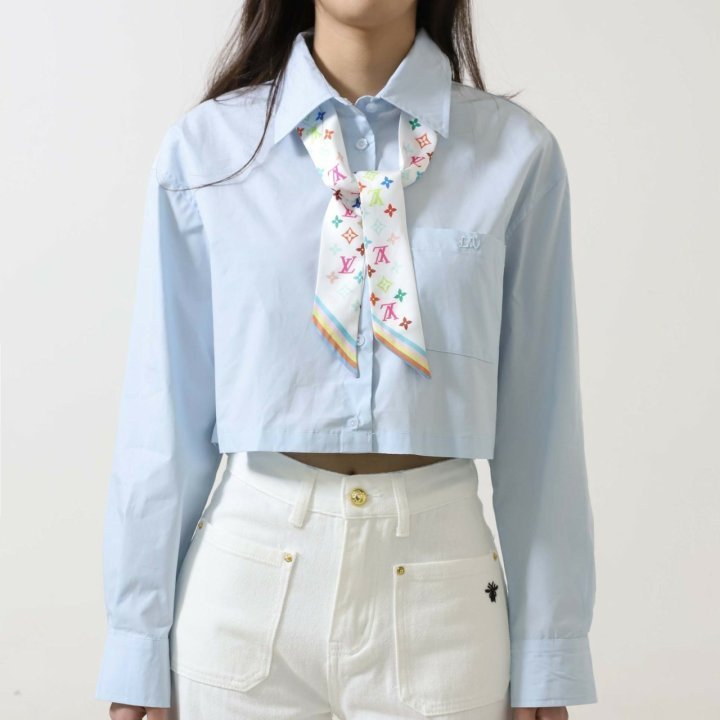 루이비통  포플린 자수 셔츠 & 방도스카프 SET 