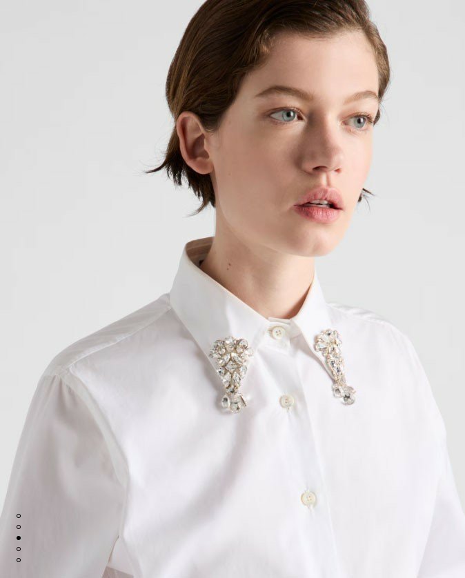 프라다  포플린 자수 셔츠 