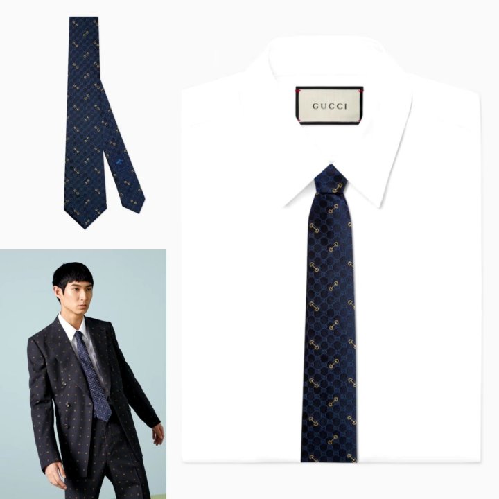 구찌   멀티패턴 실크 자카드 넥타이 