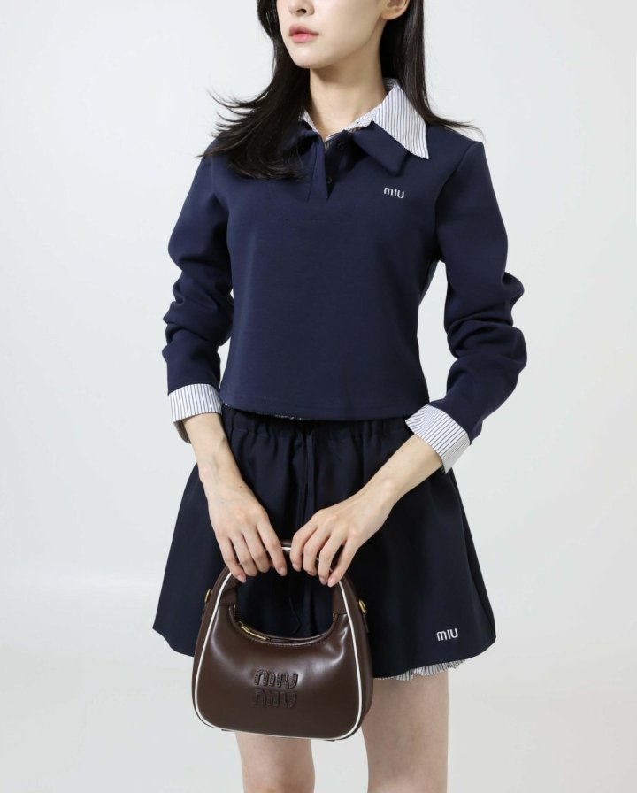 미우미우  포플린 폴로셔츠 & 바타비아 스커트 SET 