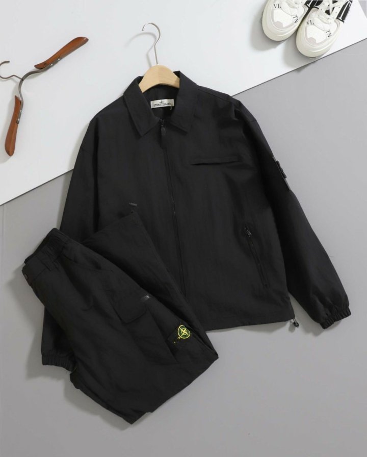 스톤 아일랜드  스트레츠 코튼 셔츠자켓 + 쇼리 루즈 팬츠 set 