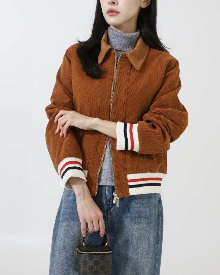 톰브라운  웨일 코듀로이 다운 필 크롭 플라이트 재킷 