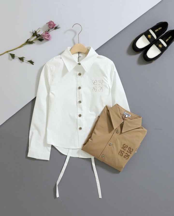 로에베  애너그램 로고 코튼 트라페즈 셔츠 