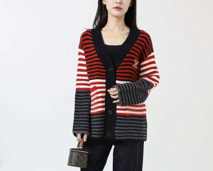 셀린느  스트라이프 울 캐시 가디건 