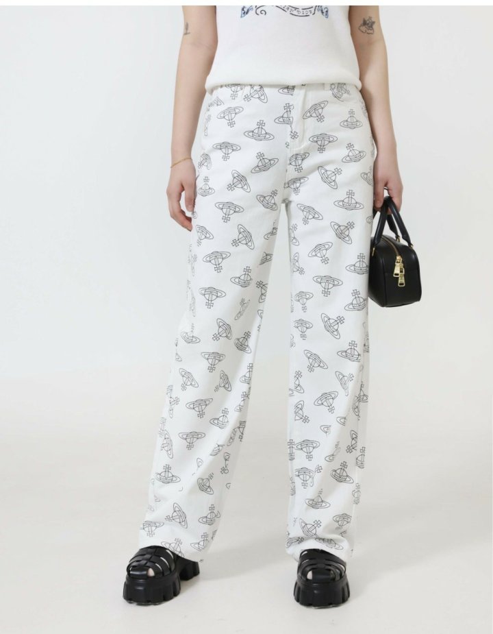 비비안 웨스트우드  올오버 패턴 스트레이트 레그 진 