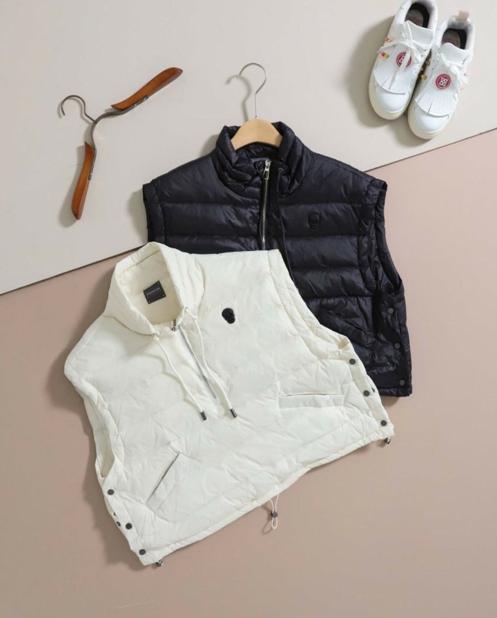 어메이징 크리  스마일 하프집업 패딩 베스트 