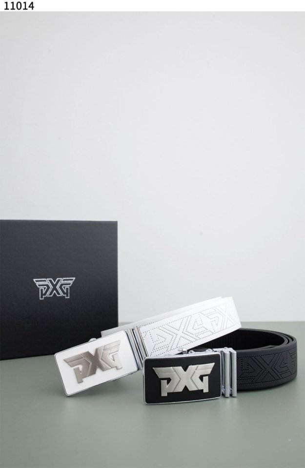 PXG   남성 펀칭 가죽 로고 벨트 