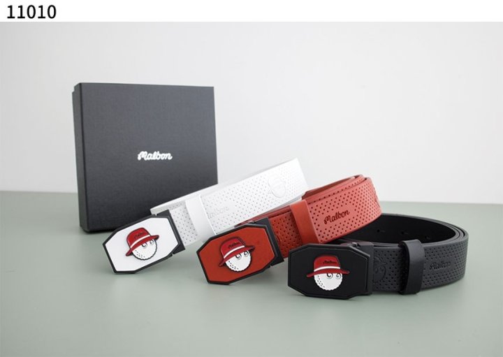 말본  스트레치 버킷 헥사 스틸 버클 레더 벨트 