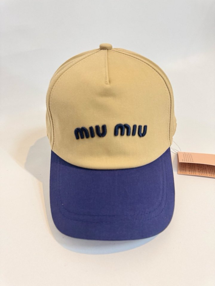 미우미우   드릴 코튼 베이스볼 캡 