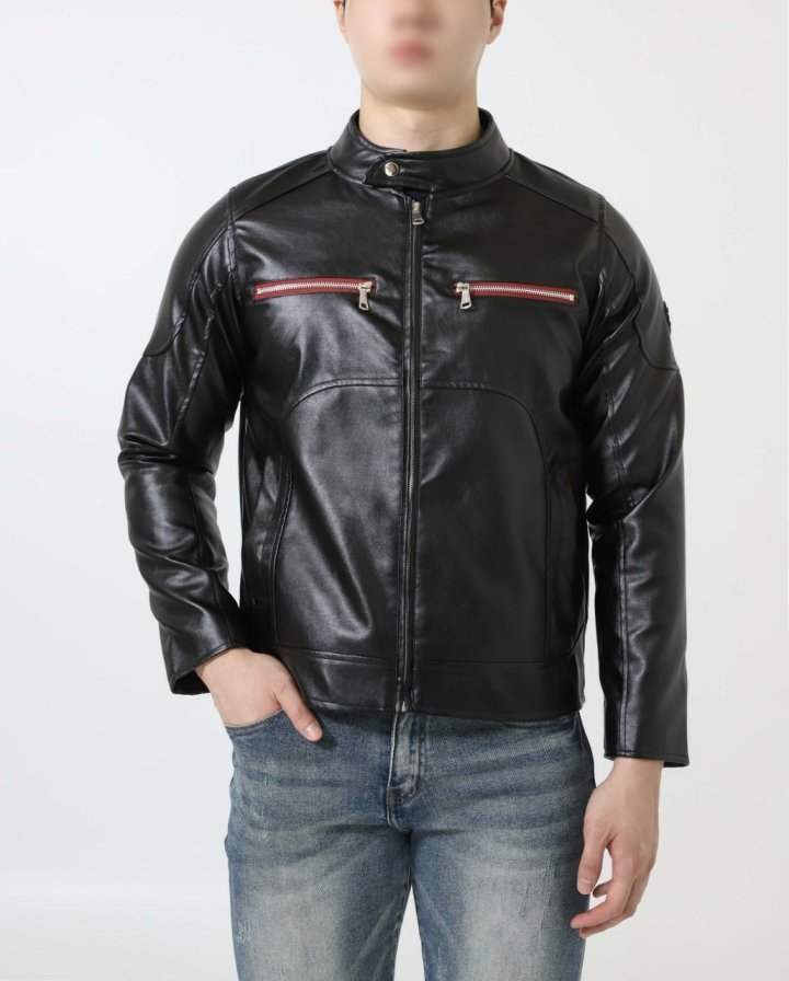 제냐  더블 지퍼 레더 자켓