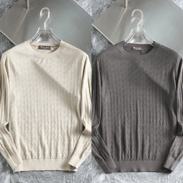 로로피아나   자가드 양모실켓 라운드 니트