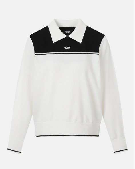 PXG  우먼 칼라 블록 스웨터