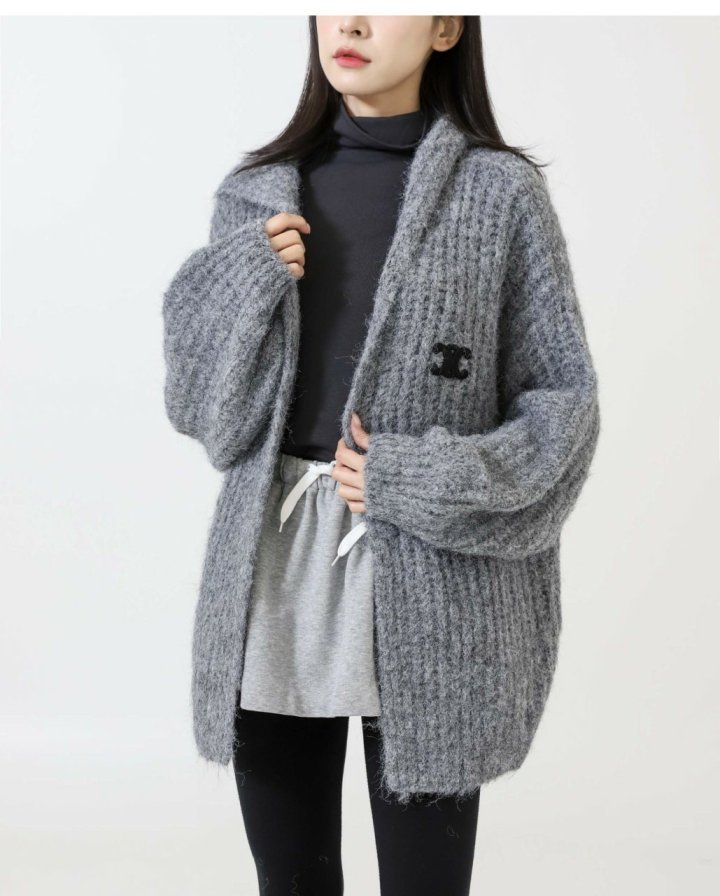 셀린느  트리오페 후드 니트 가디건 