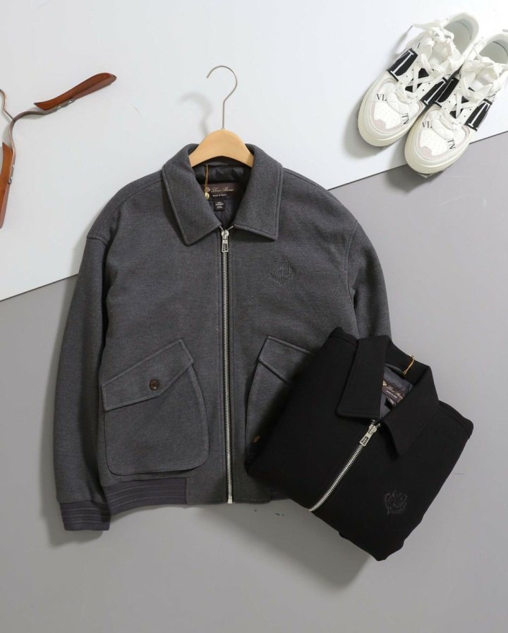 로로피아나  헤비울 A-2 패티드 블루종 자켓 