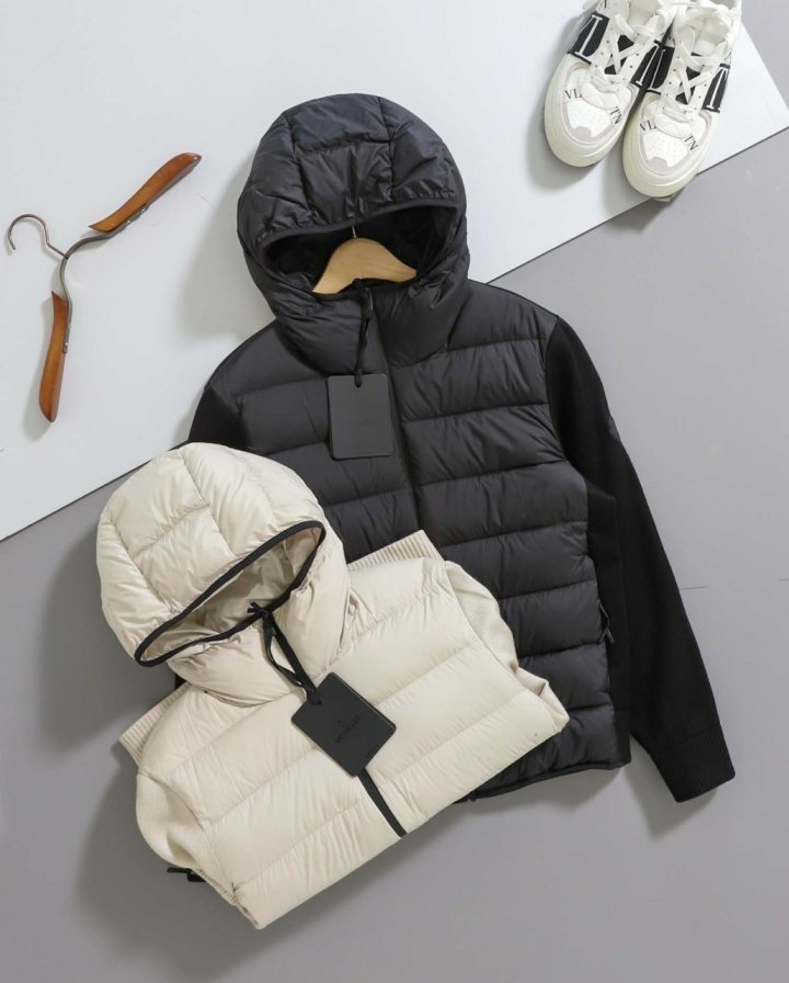 몽클레어  트리콧 패딩 니트 후드 집업 재킷  