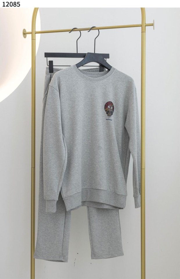 크롬하츠   컬러 로고 라운드 맨투맨 기모 트레이닝 세트