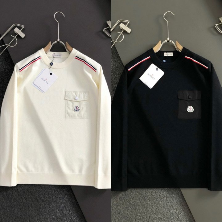 몽클레어  포켓 오뚜기패치 양모 니트