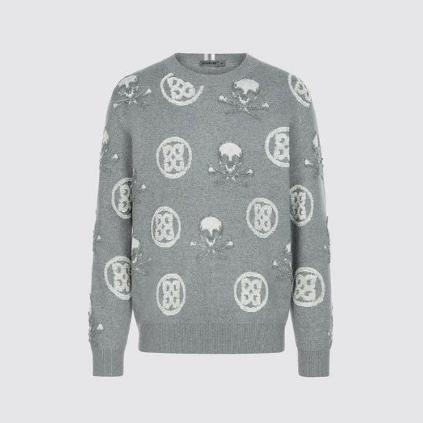 지포어  자카드 크루넥 스웨터