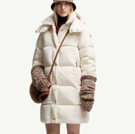 몽클레어  Litte 스퀘어 퀼팅 후드 롱 다운 재킷  