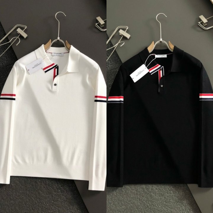 톰브라운  암밴드 넥삼선 양모 카라티